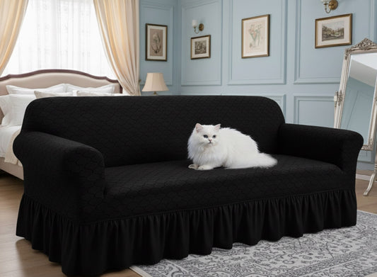 Butterfly Stretch Printed Sofa Cover- Black