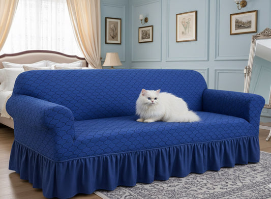 Butterfly Stretch Printed Sofa Cover - Blue