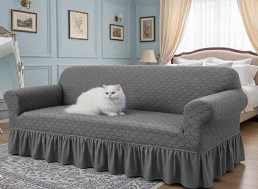 Butterfly Stretch Printed Sofa Cover - Gray