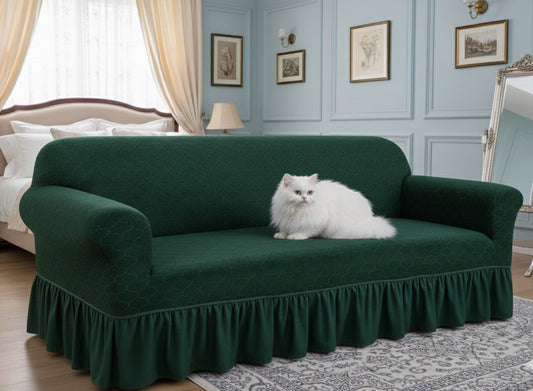 Butterfly Stretch Printed Sofa Cover- Green