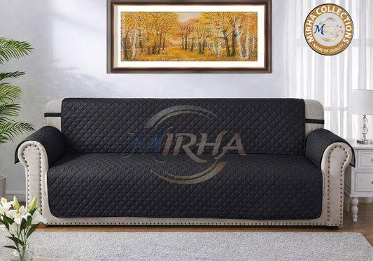 Cotton Quilted Sofa Cover – Sofa Coat - Black