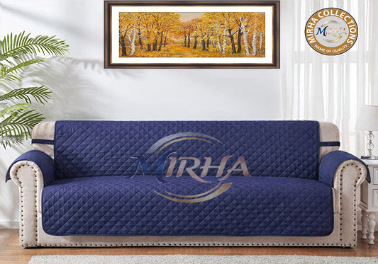 Cotton Quilted Sofa Cover – Sofa Coat - Blue