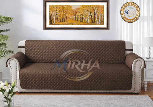 Cotton Quilted Sofa Cover – Sofa Coat - Brown