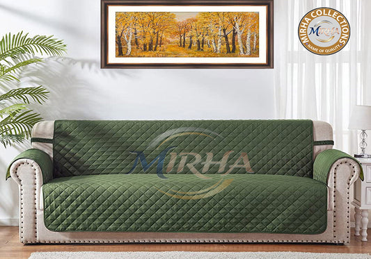 Cotton Quilted Sofa Cover – Sofa Coat - Green