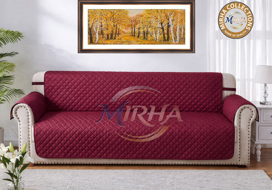 Cotton Quilted Sofa Cover – Sofa Coat - Maroon