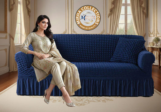 Mesh-Bubble Turkish Style Sofa Cover - Blue