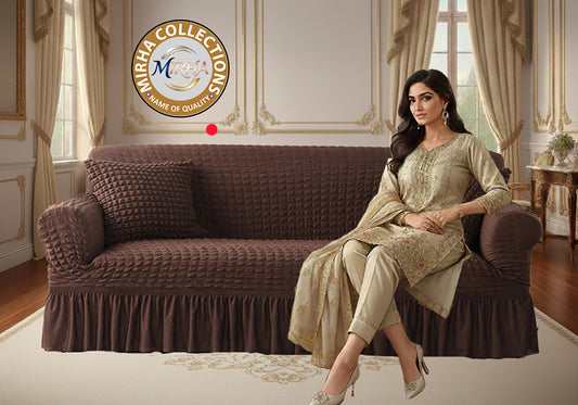 Mesh-Bubble Turkish Style Sofa Cover - Dark Brown