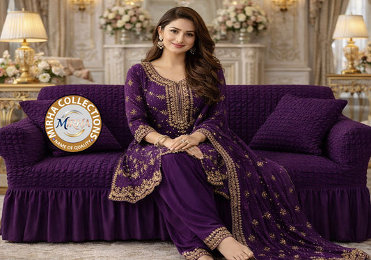 Mesh-Bubble Turkish Style Sofa Cover - Purple