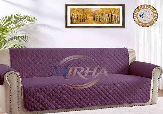 Cotton Quilted Sofa Cover – Sofa Coat - Purple Color