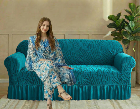 Zebra Velvet Turkish Sofa Cover - Zinc