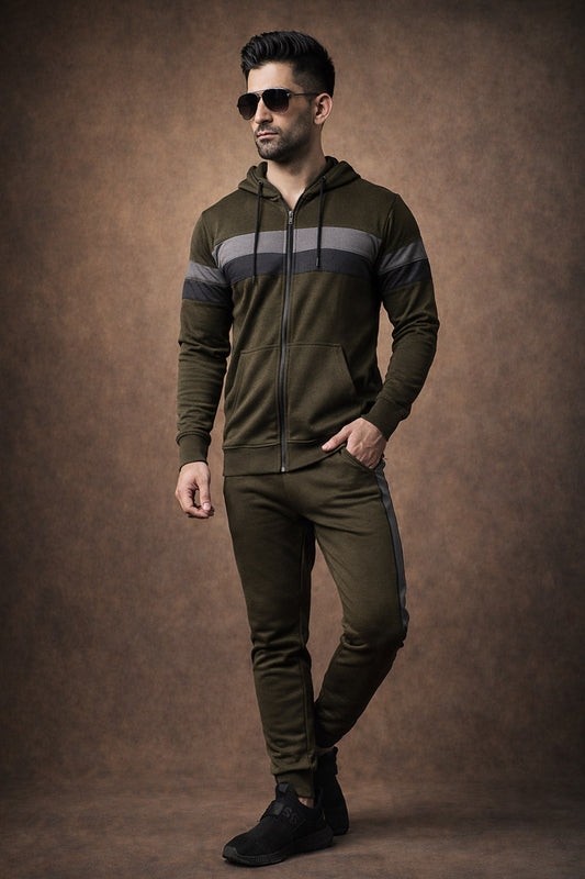 Modern Stylish Men’s Tracksuit for Everyday Wear - Mehndi Color