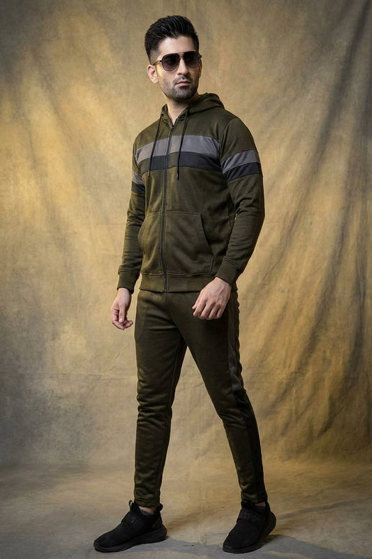 Modern Stylish Men’s Tracksuit for Everyday Wear - Mehndi Color